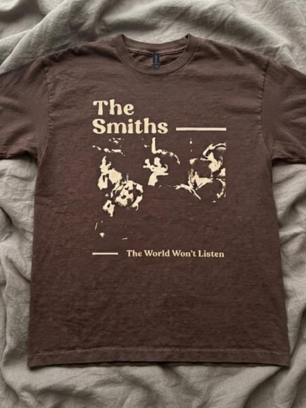 Moody Music Graphic T-Shirt – Brown Alternative Album Style Tee